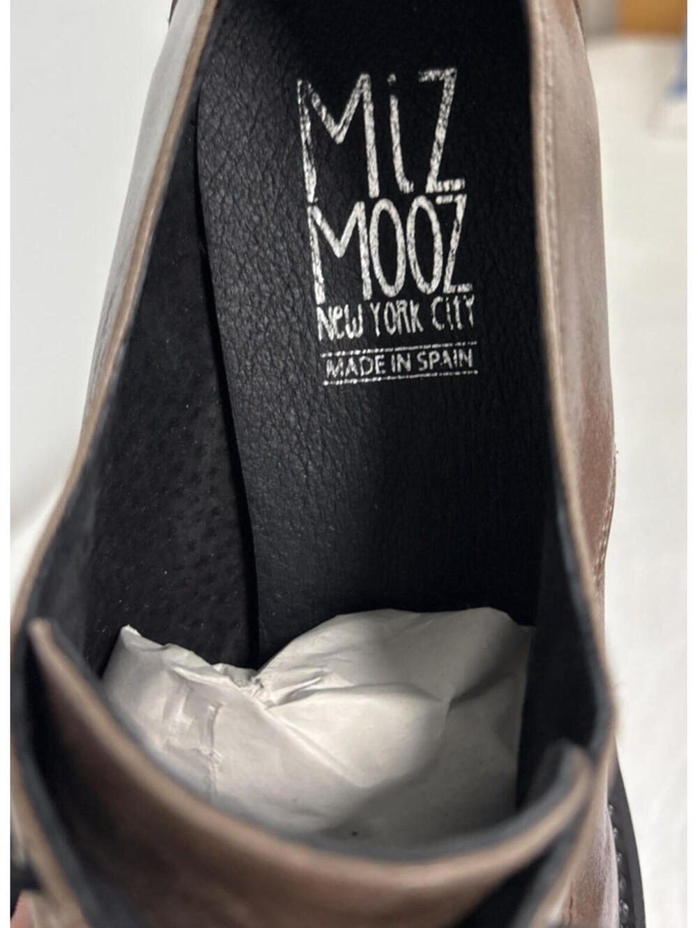 Miz Mooz Taupe-Brown Leather Lace-Up Chunky-Heel Oxfords--runs small!! - Picture 9 of 9
